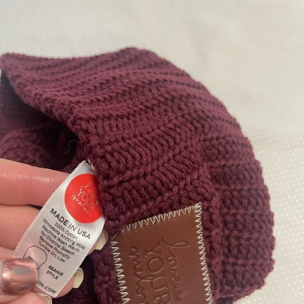 Love Your Melon Maroon Beanie Hat New